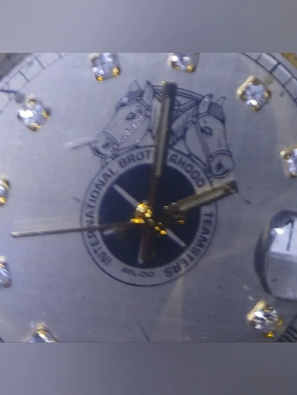 Vintage IBEW Silver and Gold Analog Dress Watch with Crystal Accents